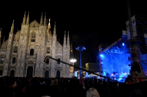 Nadia Mikushova. View to the Duomo square in Milan during the New Year concert.