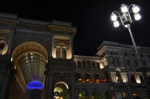 Nadia Mikushova. View to Vittorio Emanuele II Gallery  facade by night.