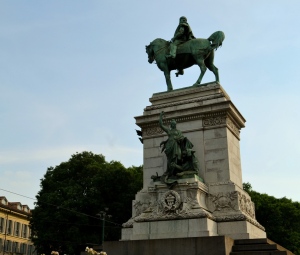 Nadia Mikushova. A side view to the Giuseppe Garibaldi monument in Milan.