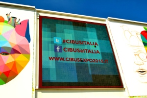Nadia Mikushova. A view to the Cibus pavilion advertising panel. It is the main pavilion of the Italian Alimentary Federation representing the history and the success of the Italian food industry in the world.