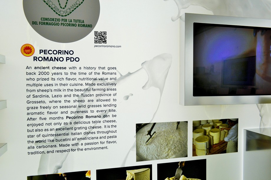 Nadia Mikushova.CIBUS EXPO Milano 2015.Italian cheese Pecorino Romano PDO.s